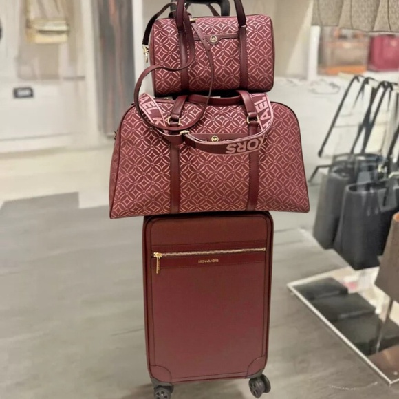 Michael Kors Travel Small Trolley Bag + Duffle Bag+XL Weekender Bag (Oxblood) - Picture 2 of 16